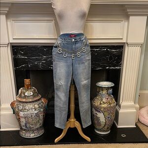 GUESS Light Blue Women's Jeans with “GUESS” chain belt